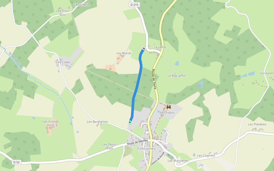 Chemin du Pilouri walking route map in Fontaines