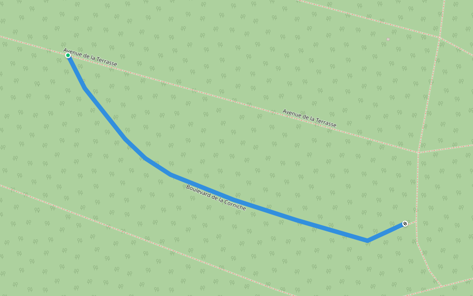 Boulevard de la Corniche walking route map in Bagnoles de l'Orne Normandie