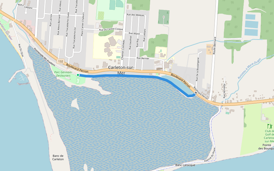 Promenade des Acadiens walking route map in Carleton-sur-Mer