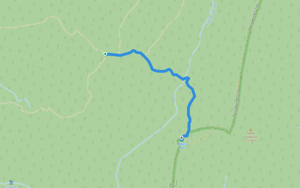 Millers Hut Track walking route map in Buragwonduc