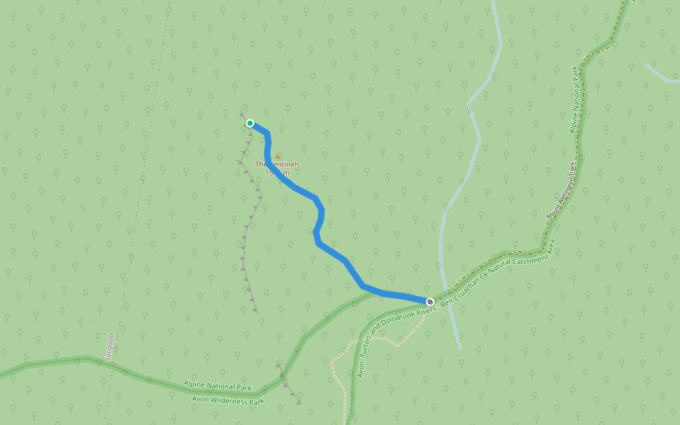 The Sentinels Walking Track walking route map in Nap Nap Marra