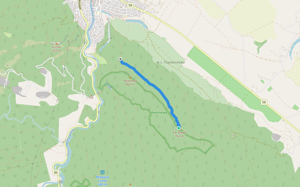 Свети Илия walking route map in Asenovgrad
