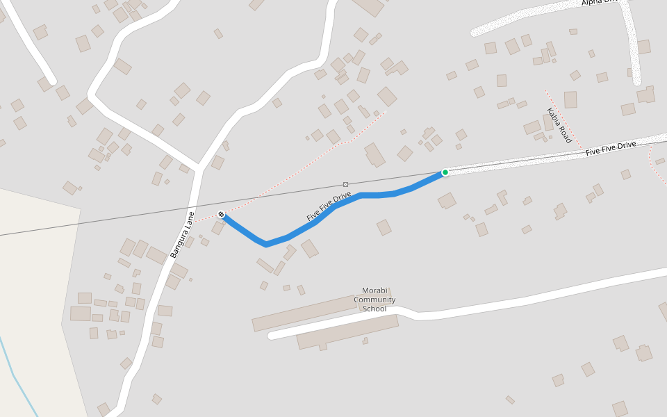 Five Five Drive walking route map in Waterloo