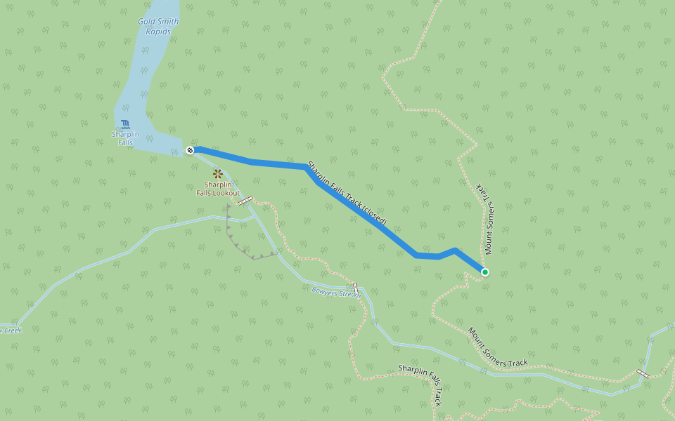 Sharplin Falls Track walking route map in Staveley
