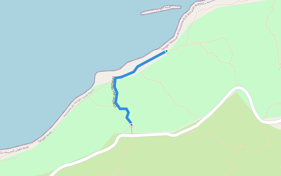 Chemin des Pêcheurs walking route map in Tangier