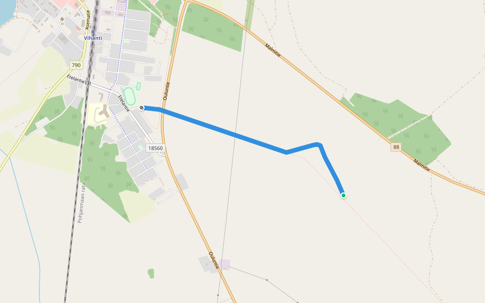 Urheilukenttä-Alpuanharju Latu walking route map in Hedborg
