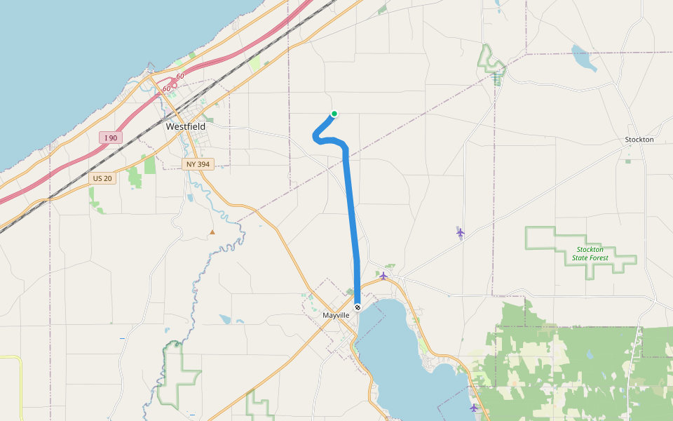 Chautauqua Laurie A. Baer Trail walking route map in Mayville