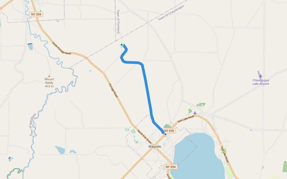 Portage Trail walking route map in Mayville
