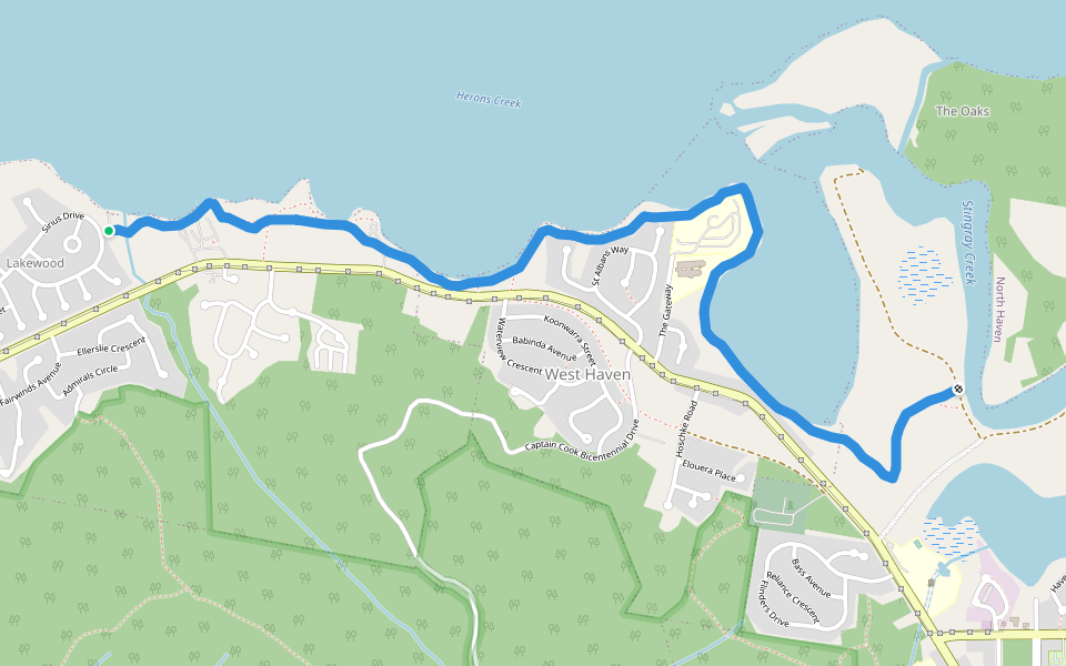 Lakeside Track walking route map in Lakewood