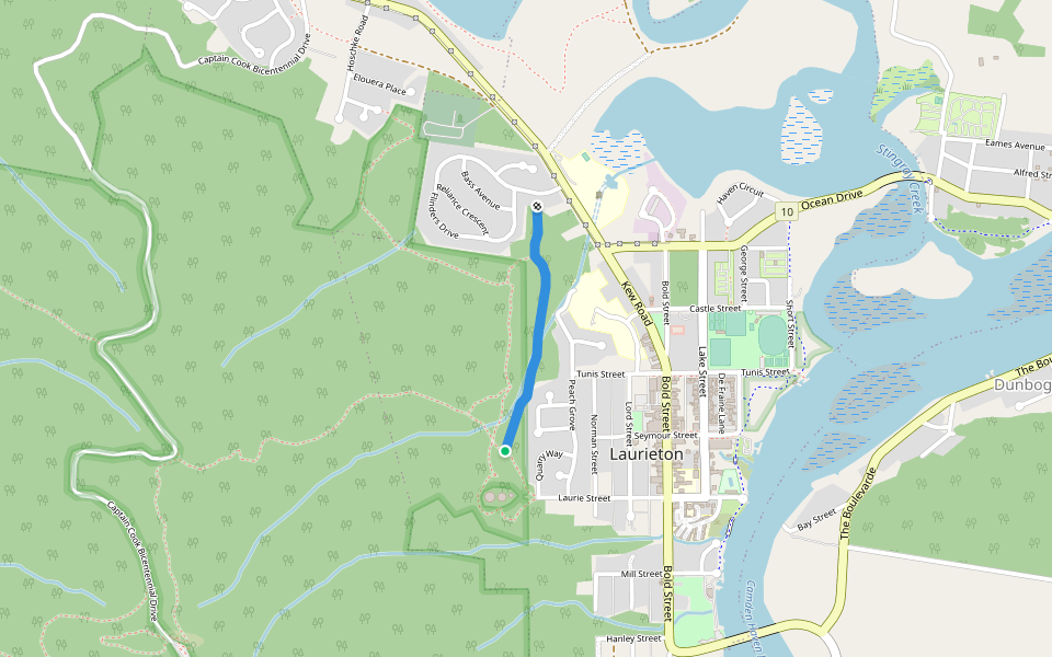 Lower trail walking route map in Laurieton