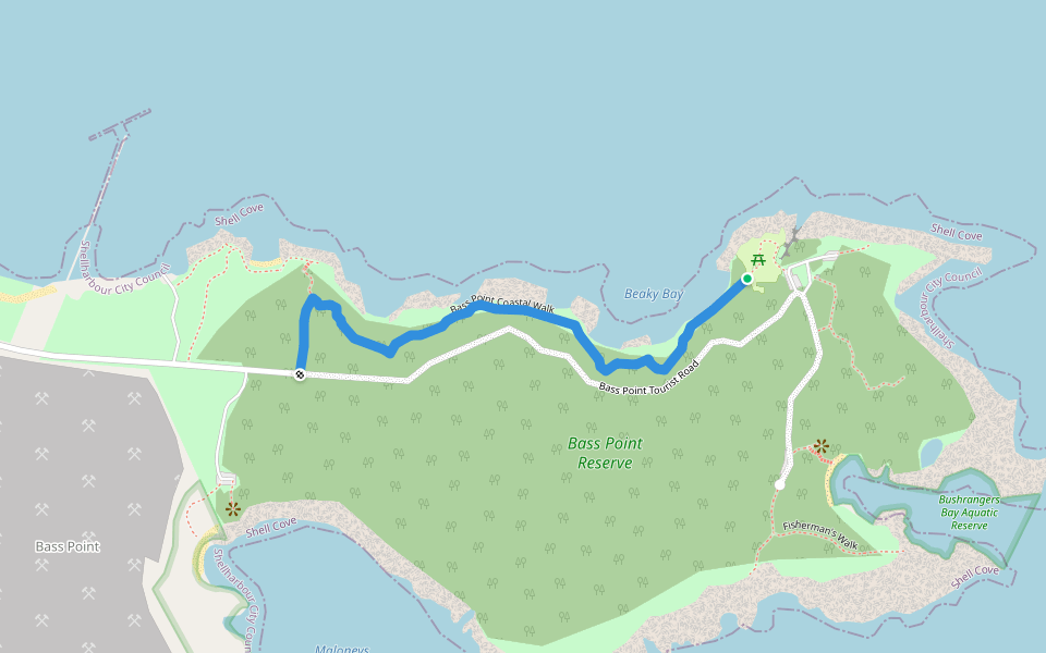 Bass Point Coastal Walk walking route map in Shell Cove