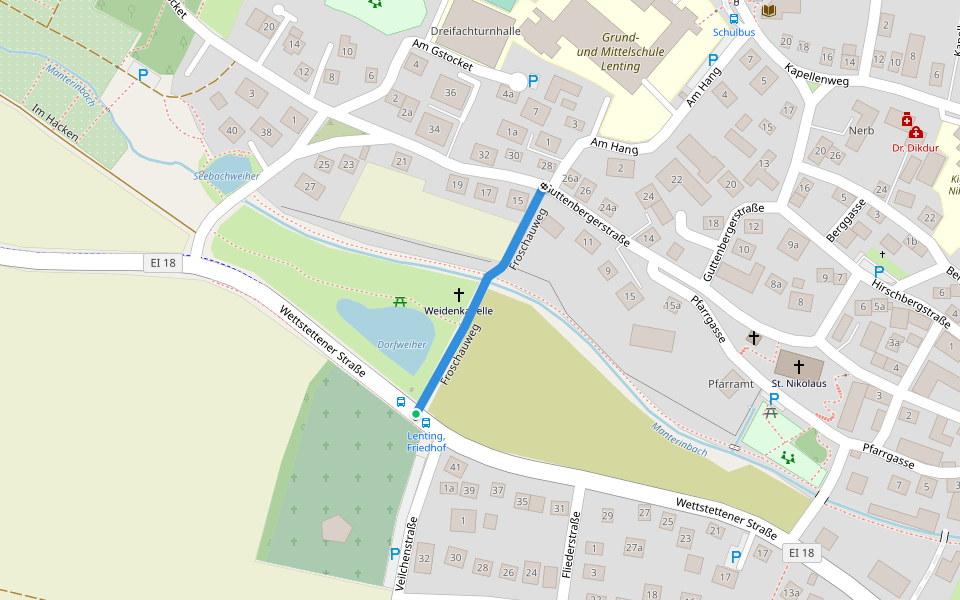 Froschauweg walking route map in Lenting