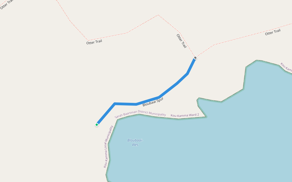 Bloubaai Spur walking route map in Stormsrivier