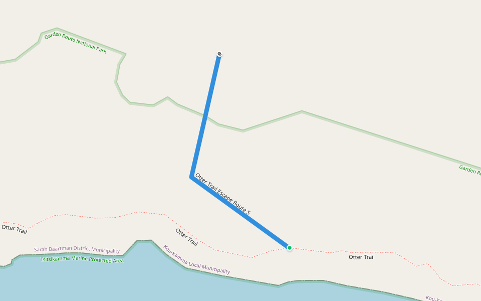 Otter Trail Escape Route 5 walking route map in Stormsrivier