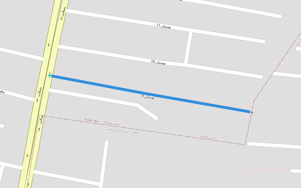 بوستان ۱۴ walking route map in Meybod