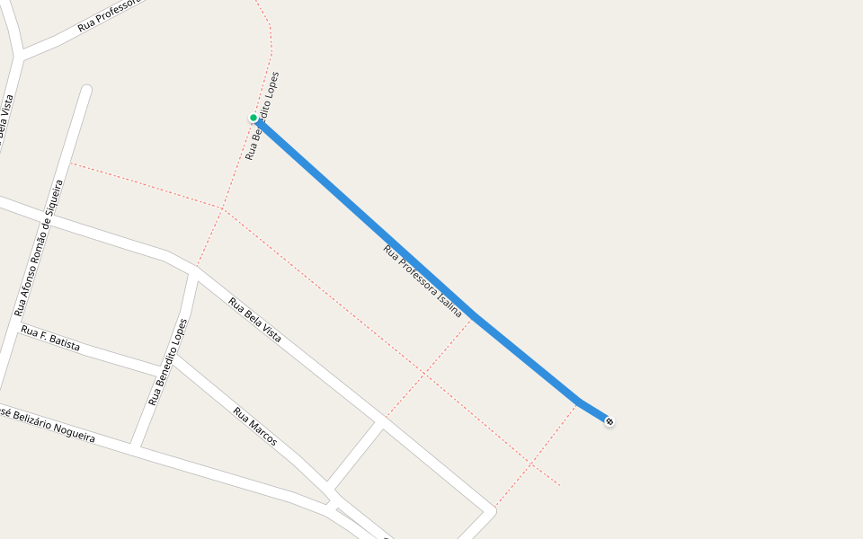 Rua Professora Isalina walking route map in Palmeiral