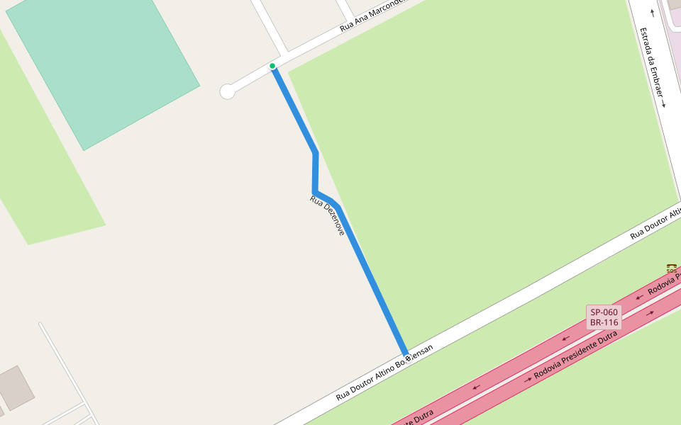 Rua Dezenove walking route map in São José dos Campos