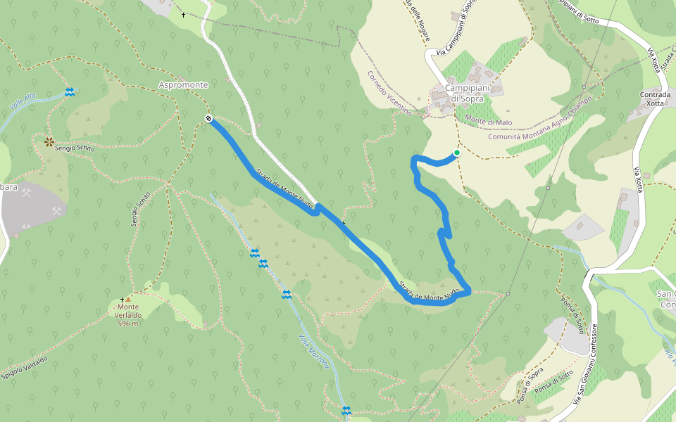 Strada de Monte Nudo walking route map in Campipiani di Sopra