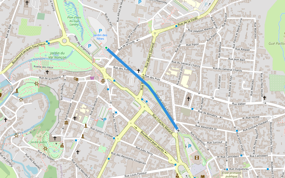 Ligne de Vitré à Pontorson walking route map in Fougères