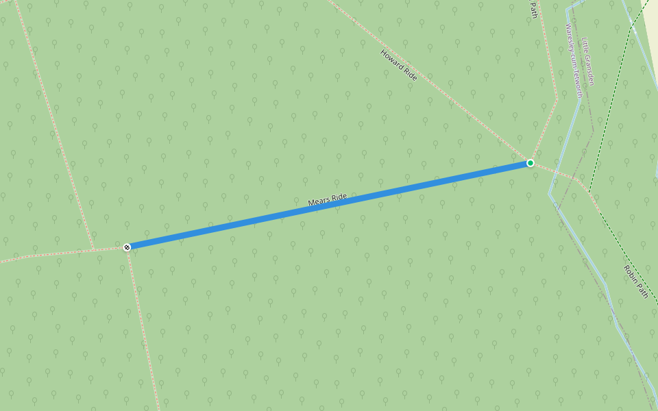 Mears Ride walking route map in Little Gransden