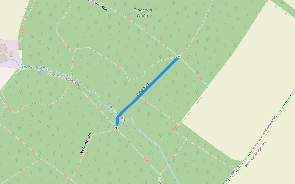 Lords Acre walking route map in Little Gransden