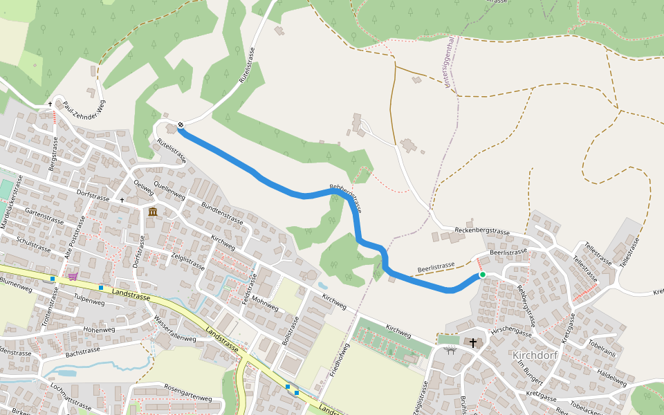 Rebbergstrasse walking route map in Kirchdorf