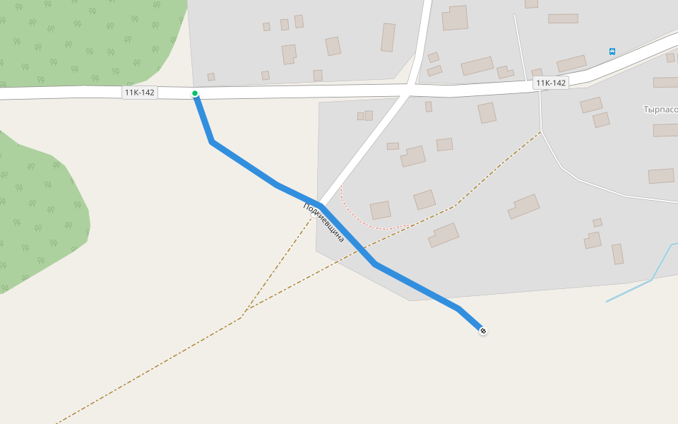 Подкиевщина walking route map in Tyrpasovskaya