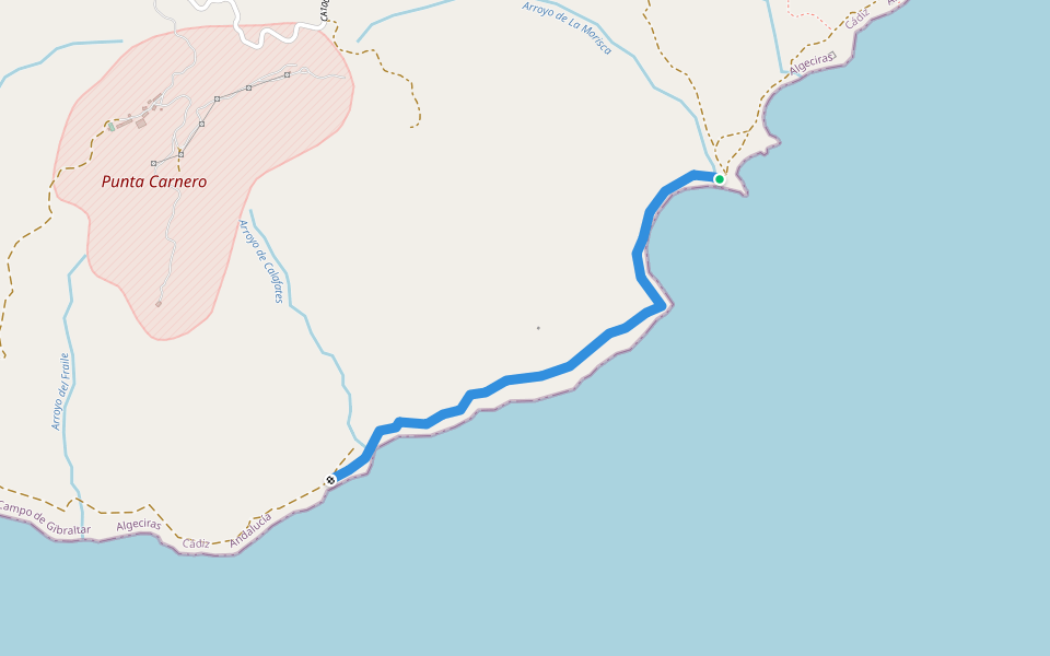 Sendero Colada de La Costa walking route map in Algeciras