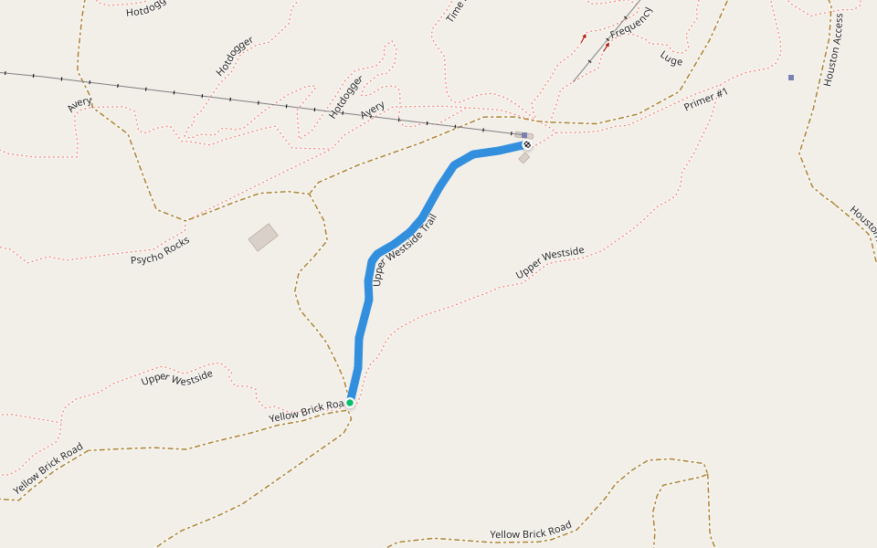 Upper Westside Trail walking route map in Crested Butte