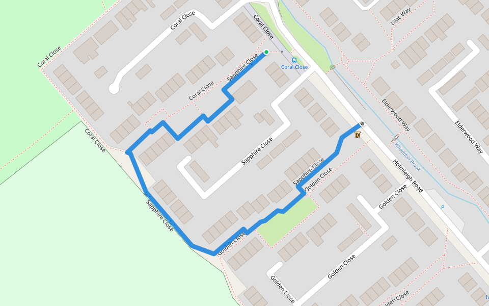 Sapphire Close walking route map in Tuffley