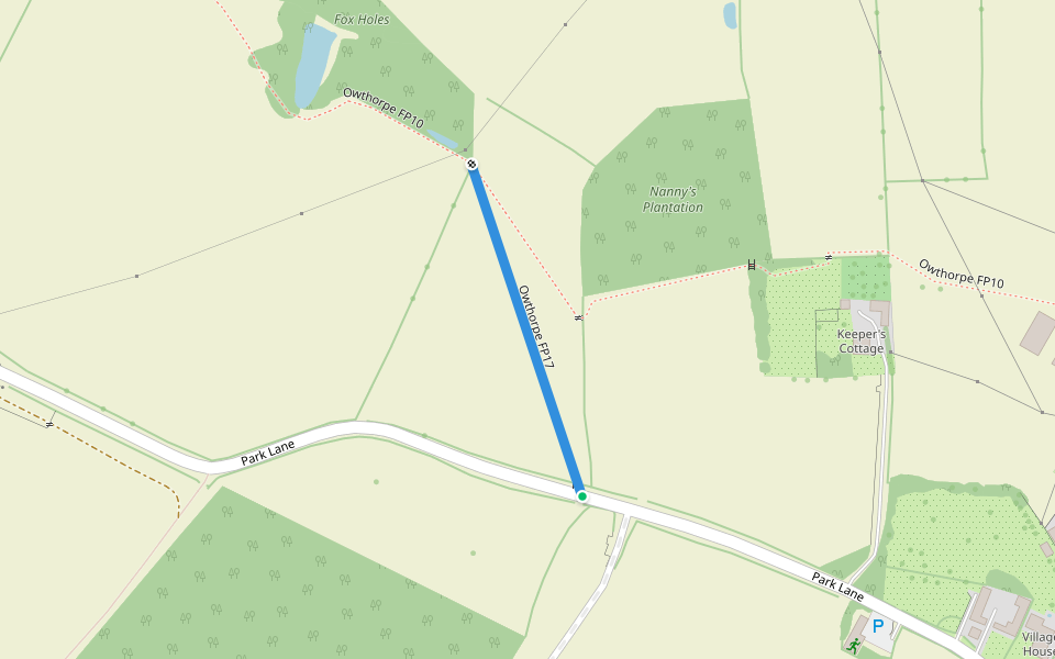 Owthorpe FP17 walking route map in Owthorpe