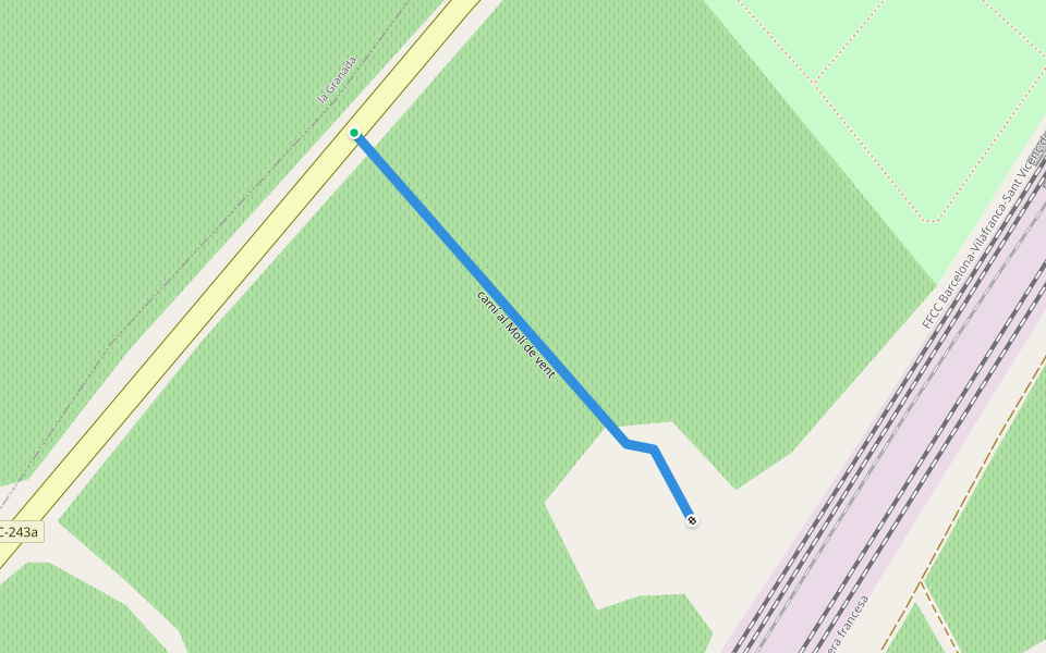 camí al Molí de vent walking route map in La Granada