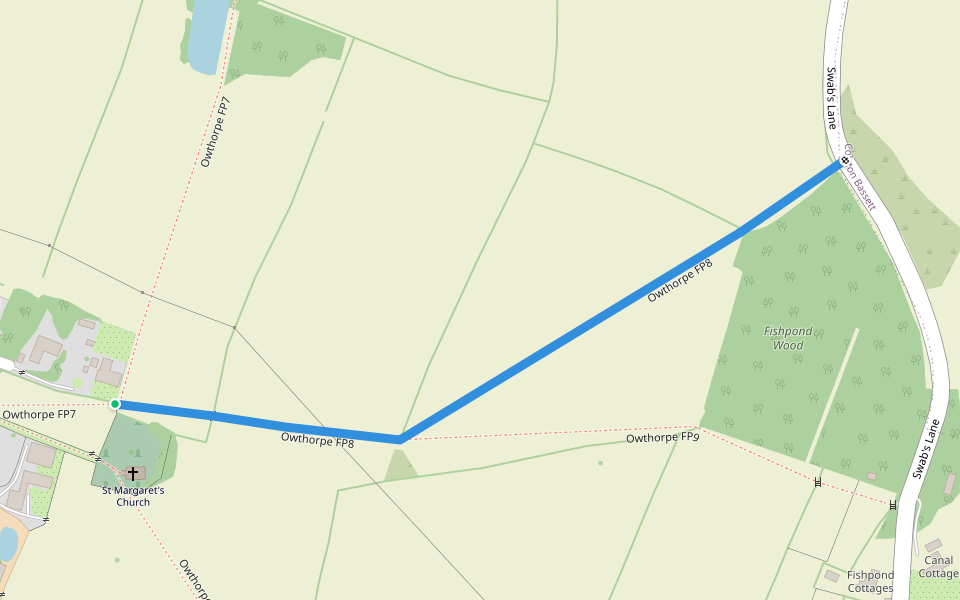 Owthorpe FP8 walking route map in Owthorpe