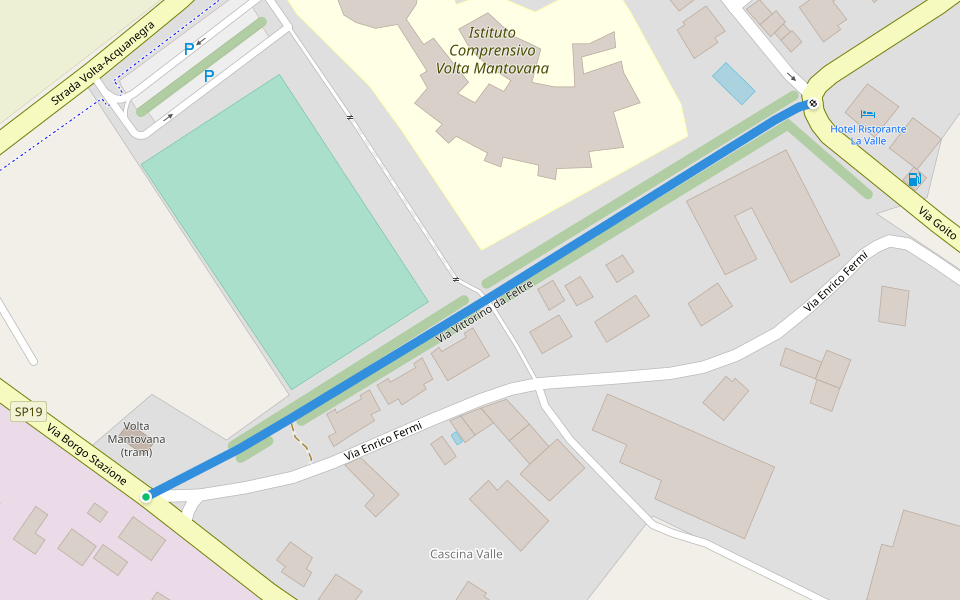 Via Vittorino da Feltre walking route map in Volta Mantovana