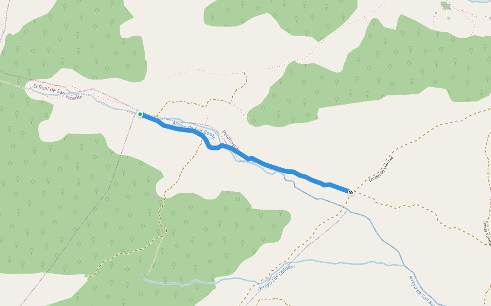 Senda de las carretas walking route map in Pelahustán
