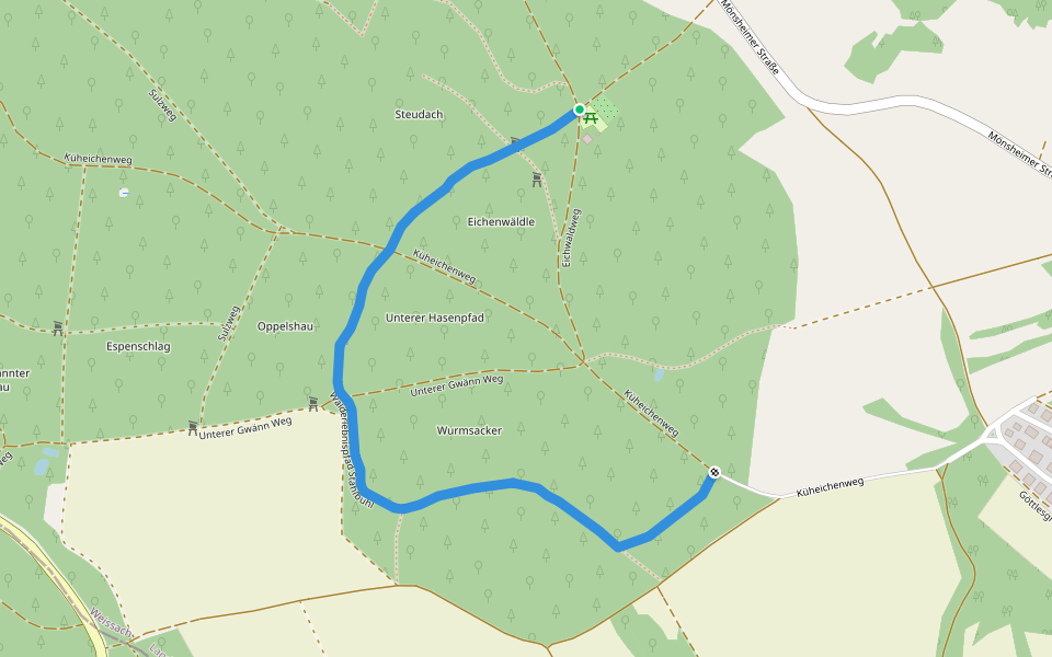 Walderlebnispfad Stahlbühl walking route map in Weissach