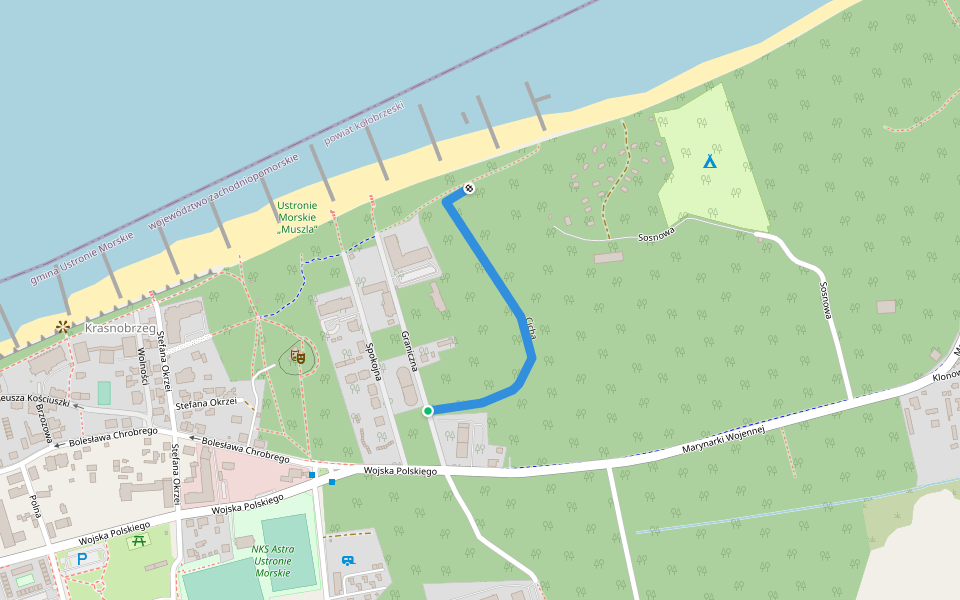 Cicha walking route map in Ustronie Morskie
