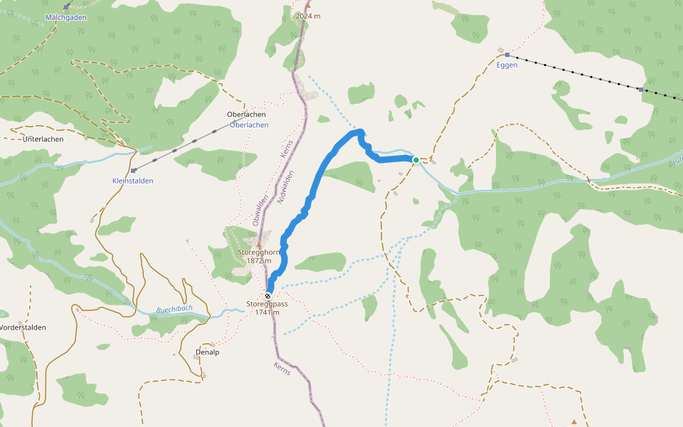 Storeggpass-Hüethütte walking route map in Engelberg
