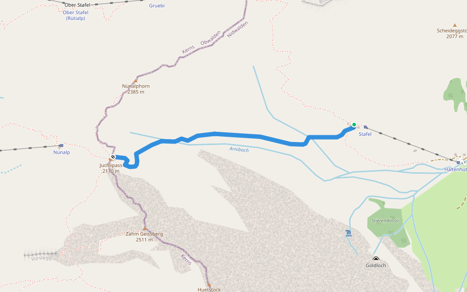 Juchli-Stafel walking route map in Engelberg