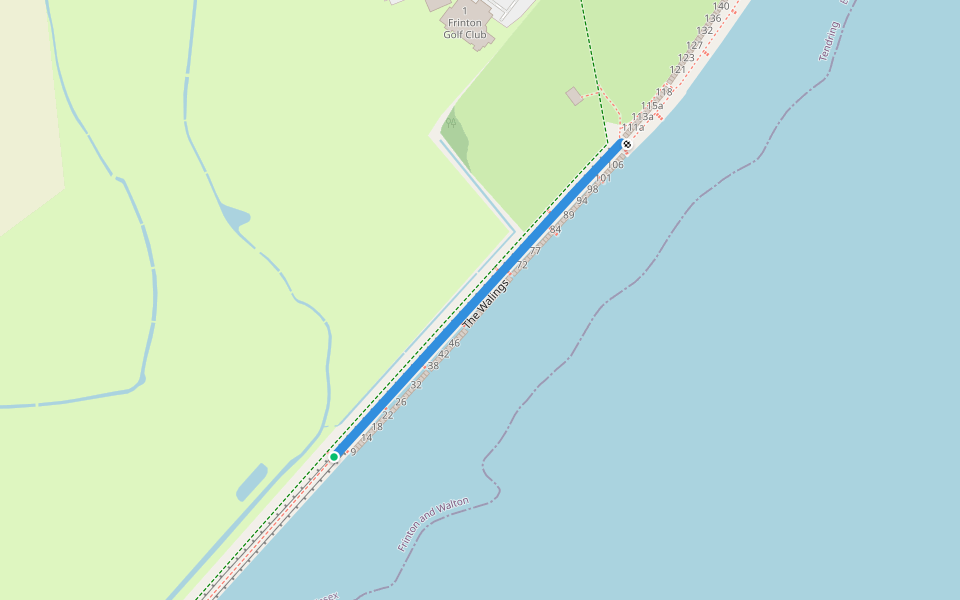The Walings walking route map in Frinton-on-Sea