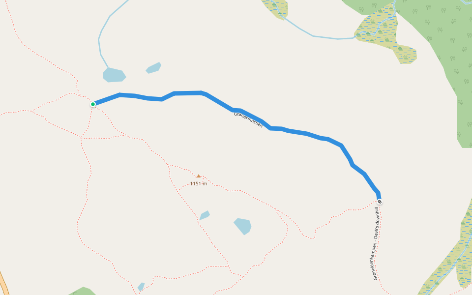 Grønekinnstien walking route map in Beitostølen