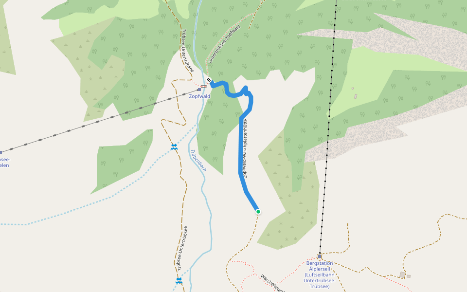 Zopfwald-Wäschplattenhütte walking route map in Engelberg
