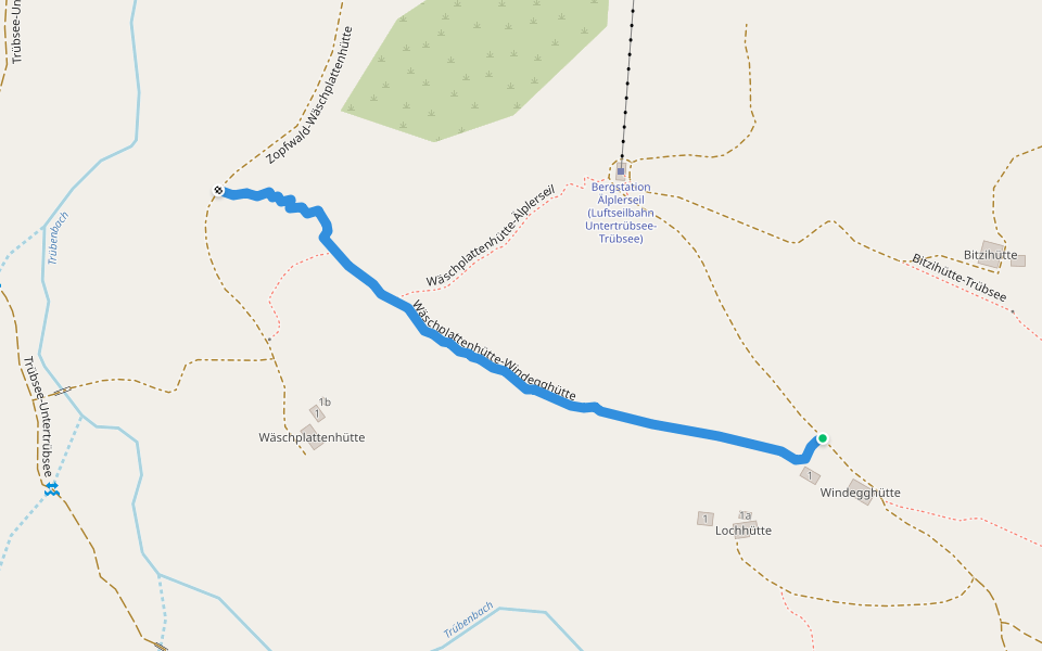 Wäschplattenhütte-Windegghütte walking route map in Engelberg