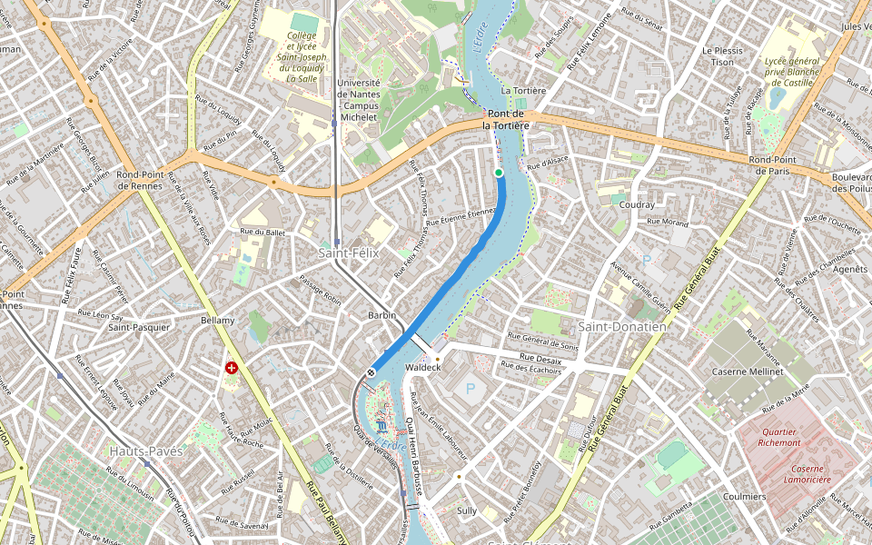 Promenade Van Iseghem walking route map in Nantes