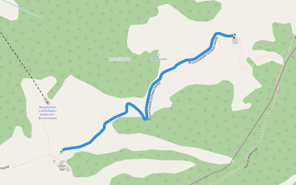 Brunniswald-Schwarzwald walking route map in Engelberg