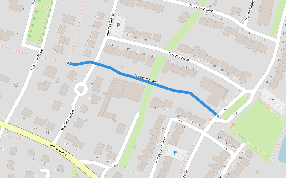 Sentier du Vallon walking route map in Servon-sur-Vilaine