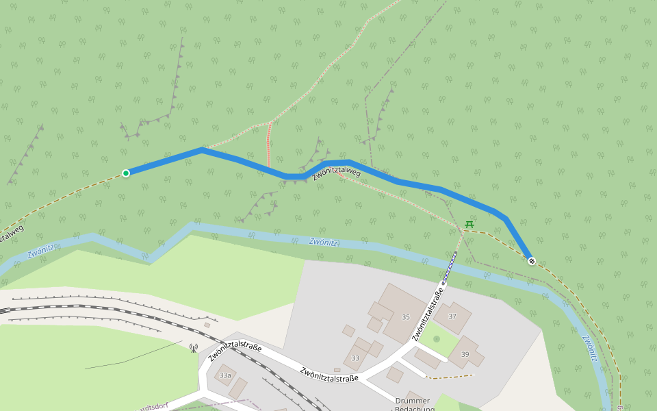 Zwönitztalweg walking route map in Burkhardtsdorf