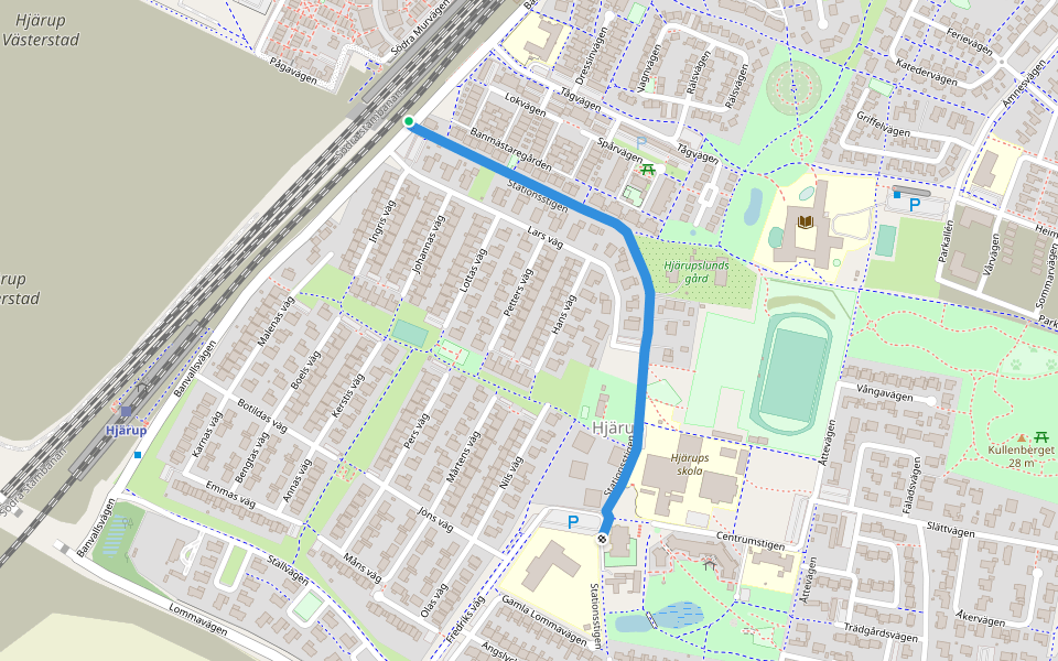 Stationsstigen walking route map in Hjärup
