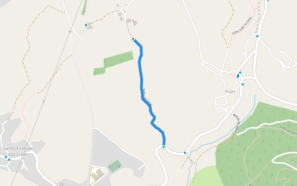 Trilho da Cerca walking route map in Santo Estêvão das Galés