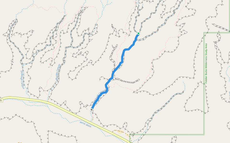 Leprechaun Canyon walking route map in Lake Powell